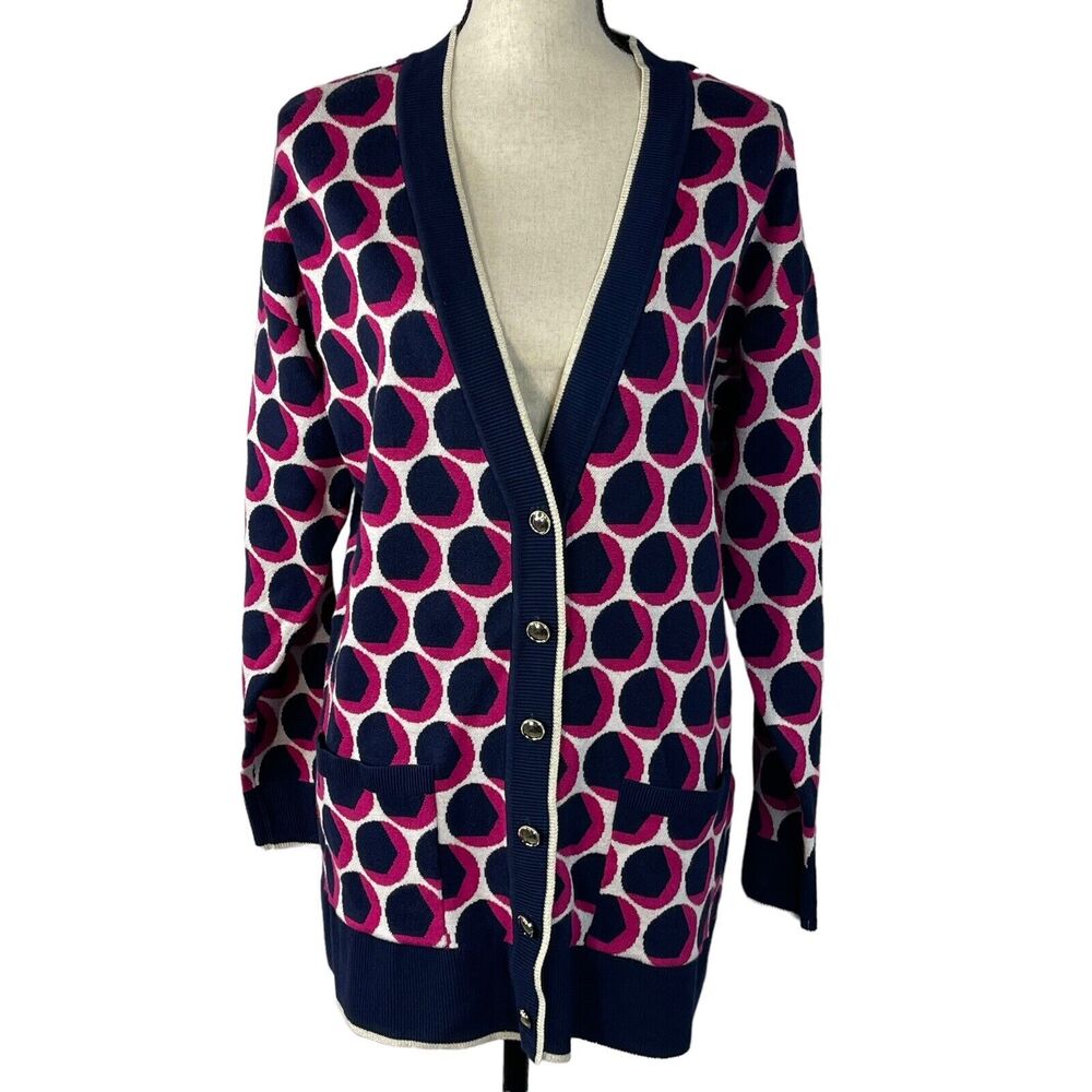 Charter Club X-Large Cardigan Sweater Geometric V-Neck Stretch Button-Up Pockets